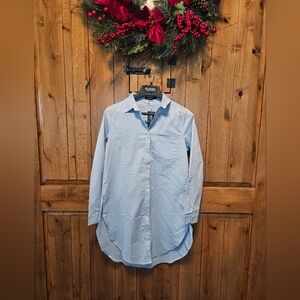 NWT Light Blue Long Sleeve Midi Shirt Dress
